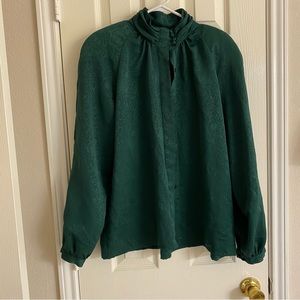 Vintage Green Button Down Shirt with Button Collar